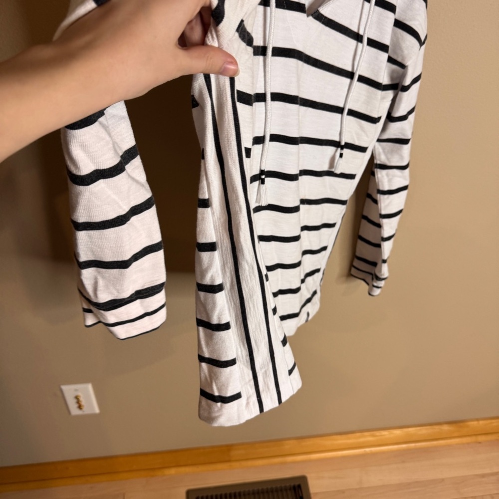 T by Talbots Striped Hoodie with Drawstrings - Picture 4 of 6